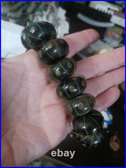 Very Rare, Vintage African Bone/horn Beaded Bracelet With Brass Prayer Beads