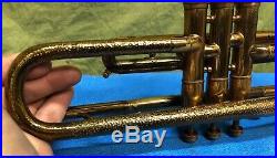 Very Rare Vintage American Leader Hand Hammered Trumpet. With Case