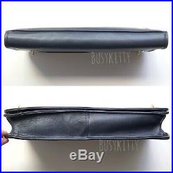 Very Rare Vintage Bonnie Cashin Era Navy Leather Foldover Double Turnlock Clutch