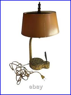 Very Rare Vintage Brass Bankers Ink Well Lamp Antique Desk Lamp Light