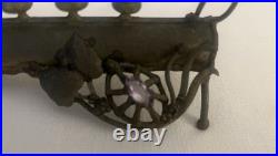 Very Rare Vintage Brass Menorah With Star Of David And Amethyst Accent