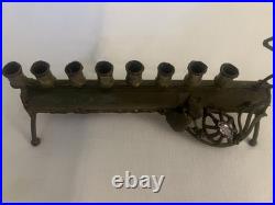 Very Rare Vintage Brass Menorah With Star Of David And Amethyst Accent