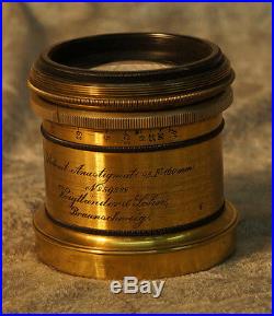 Very Rare Vintage Brass Voigtlaender Portrait Anastigmat 4.5 f160 Gooke Patent