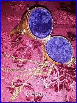 Very Rare Vintage Brass and Copper Fish Purse purple velvet inside