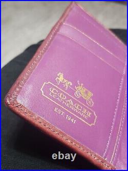 Very Rare Vintage Coach Purple Turnlock Address Book Wallet Leather Brass Clean