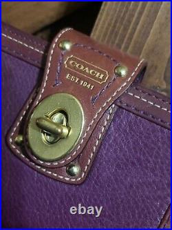 Very Rare Vintage Coach Purple Turnlock Address Book Wallet Leather Brass Clean