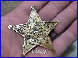 Very Rare Vintage Gene Autry Flying A Ranch Sheriff's Posse Brass Badge # 16017