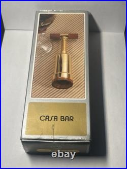 Very Rare Vintage Italian Solid Brass Corkscrew With Padauk Wood Highlights