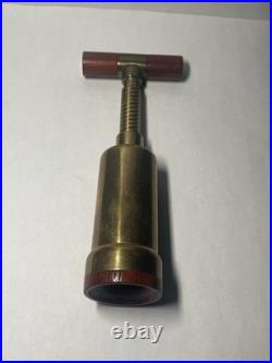 Very Rare Vintage Italian Solid Brass Corkscrew With Padauk Wood Highlights