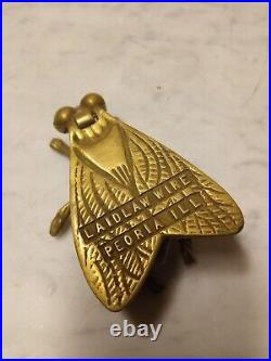 Very Rare Vintage Laidlaw Wire Brass Fly Match Holder/Ashtray