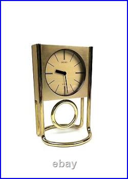 Very Rare Vintage MID Century Golden Brass Pendulum Desk Clock By Seiko