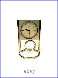 Very Rare Vintage MID Century Golden Brass Pendulum Desk Clock By Seiko