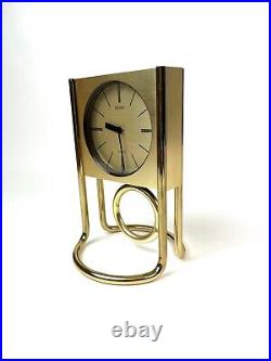 Very Rare Vintage MID Century Golden Brass Pendulum Desk Clock By Seiko