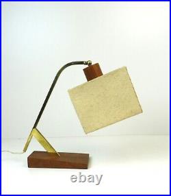 Very Rare Vintage MID Century Teak & Brass Desk Lamp Danish Modern Denmark 1960