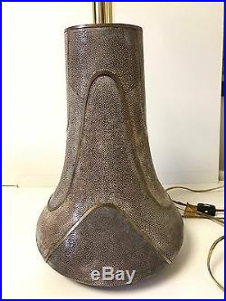 Very Rare Vintage Maitland Smith Shagreen (sharkskin) and Brass Table Lamp