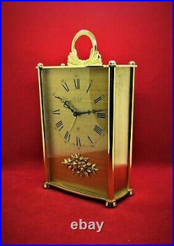 Very Rare Vintage Musical ImHof Carriage Desk Mantel Brass Swiss Clock