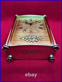 Very Rare Vintage Musical ImHof Carriage Desk Mantel Brass Swiss Clock