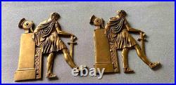 Very Rare Vintage Pair P E Guerin New York Bronze Roman Soldier Furniture Plates