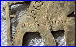 Very Rare Vintage Pair P E Guerin New York Bronze Roman Soldier Furniture Plates