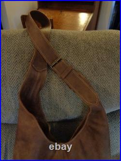 Very Rare Vintage Roots Canada Large Brown Leather Crossbody/Shoulder Hobo Bag