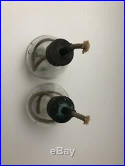Very Rare Vintage Socony Vacuum Glass and Brass Mobiloil Oil Lamp Oiler NICE