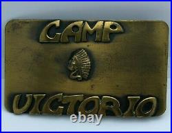 Very Rare Vintage Solid Brass CAMP VICTORIO Boy Scout of America BSA Belt Buckle