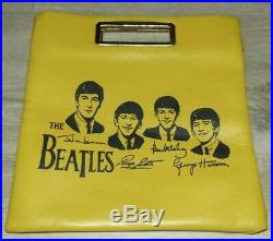 Very Rare Vintage The Beatles Yellow Faux Leather Bag with Gold Brass Handle