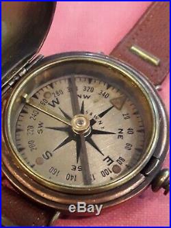 Very Rare Vintage Ww2 Brass Us Military Compass Wrist Watch