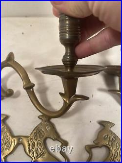 Very Rare Virginia Metal Crafters Wall Sconce Candle Holders! Nice! Brass Coated