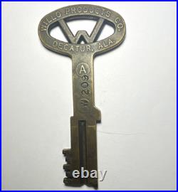 Very Rare WILLO PRODUCTS CO. Decatur, Ala. #W 209 Brass Jail Key