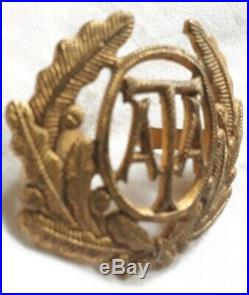 Very Rare WW2 ATA Pilots Gilded Brass Cap Badge RAF Air Transport Auxiliary