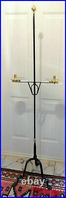 Very Rare Williamsburg Dean Forge Handmade Brass And Iron Floor Candlestand