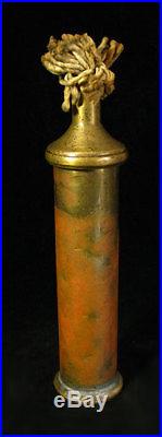 Very Rare Wwi Era Miner's Oil Tall Lamp Made From Brass Shell Trench Art Antique