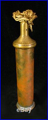 Very Rare Wwi Era Miner's Oil Tall Lamp Made From Brass Shell Trench Art Antique