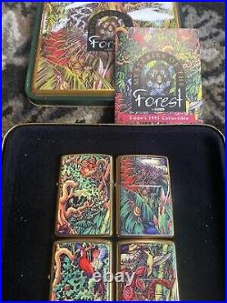 Very Rare Zippo Mysteries of the Forest Set 4 Brass Limited 1995 (XI) UNFIRED