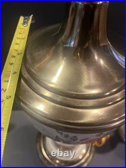 Very Vintage Porcelain Brass Lamp With Flowers. BEAUTIFUL. RARE