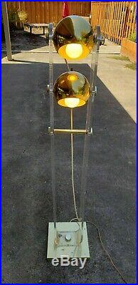 Very cool vintage 60s brass Lucite Sonneman floor lamp RARE MCM space age