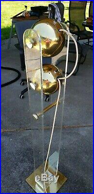 Very cool vintage 60s brass Lucite Sonneman floor lamp RARE MCM space age