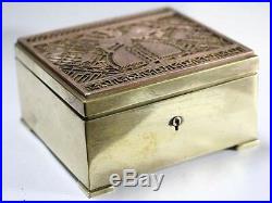 Very interesting and rare old jewel brass box Art Deco with whitch