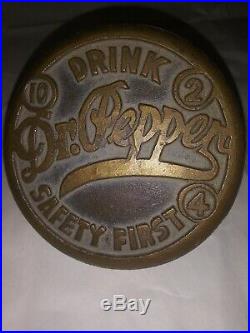 Very rare 1940's Dr Pepper brass safety marker this is an original one curved