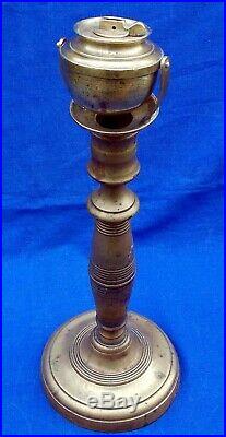Very rare 19th century French brass tilting whale oil peg lamp circa 1835