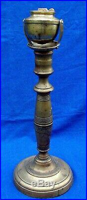 Very rare 19th century French brass tilting whale oil peg lamp circa 1835