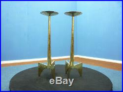Very rare Brutalist Brass Candlestick from Church, 1950s Set of 2