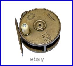 Very rare Hardy Perfect all brass 2-1/2 wide drum vintage fly reel Mj473