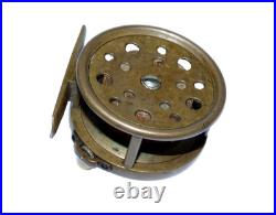 Very rare Hardy Perfect all brass 2-1/2 wide drum vintage fly reel Mj473
