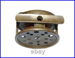 Very rare Hardy Perfect all brass 2-1/2 wide drum vintage fly reel Mj473