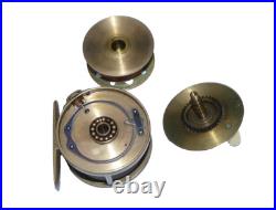Very rare Hardy Perfect all brass 2-1/2 wide drum vintage fly reel Mj473