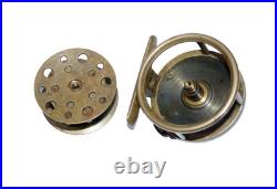 Very rare Hardy Perfect all brass 2-1/2 wide drum vintage fly reel Mj473