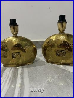 Very rare Pair of Scandinavian Gilt Brass Table Lamps Very rare Pair of Scandinavian Gilt Brass Table Lamps