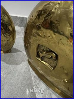 Very rare Pair of Scandinavian Gilt Brass Table Lamps